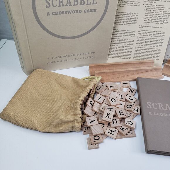 Hasbro Scrabble Crossword Game Vintage Bookshelf Edition Complete VG - Picture 11 of 16